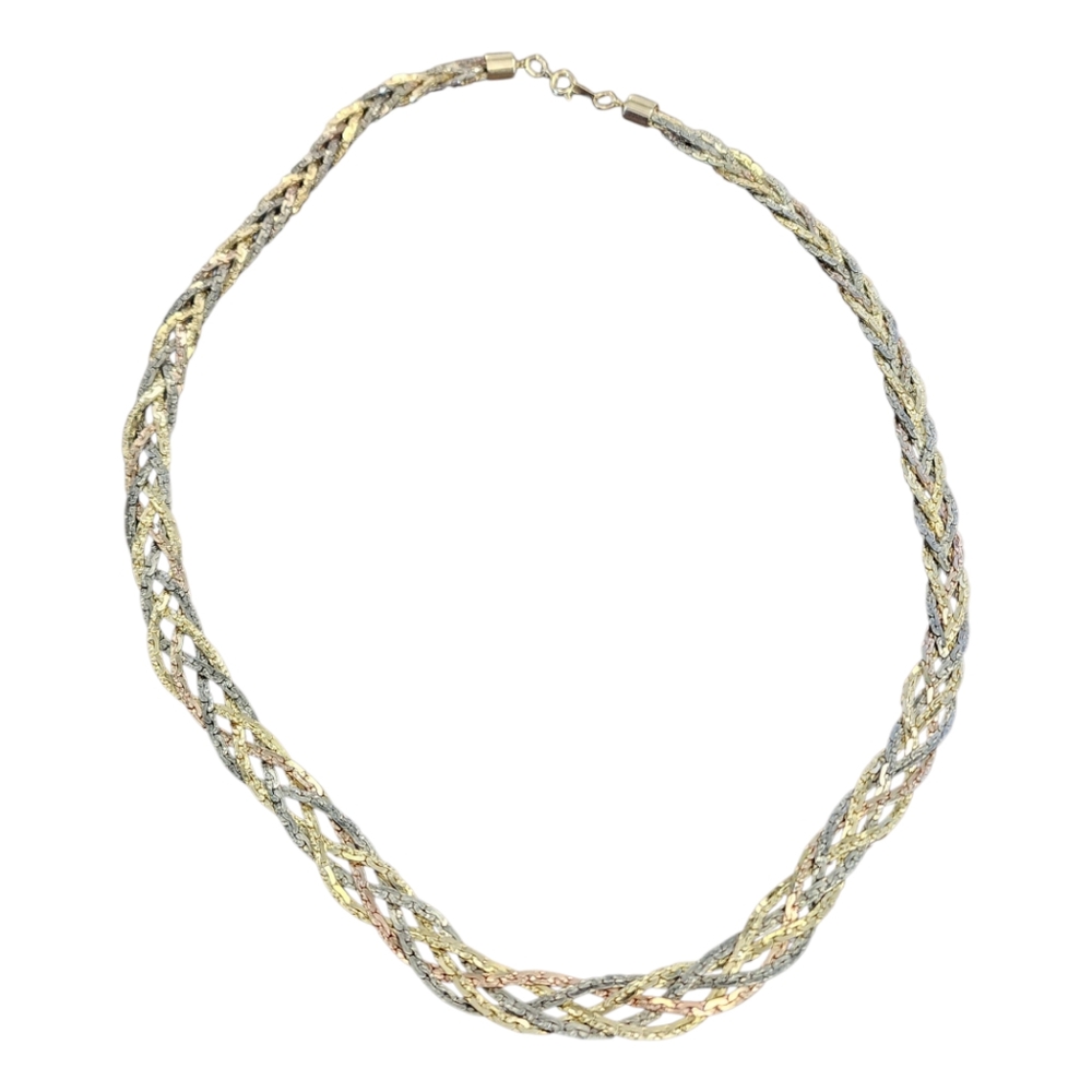 Multi Cobra Chain Necklace Mixed Gold Tone Layered 23”